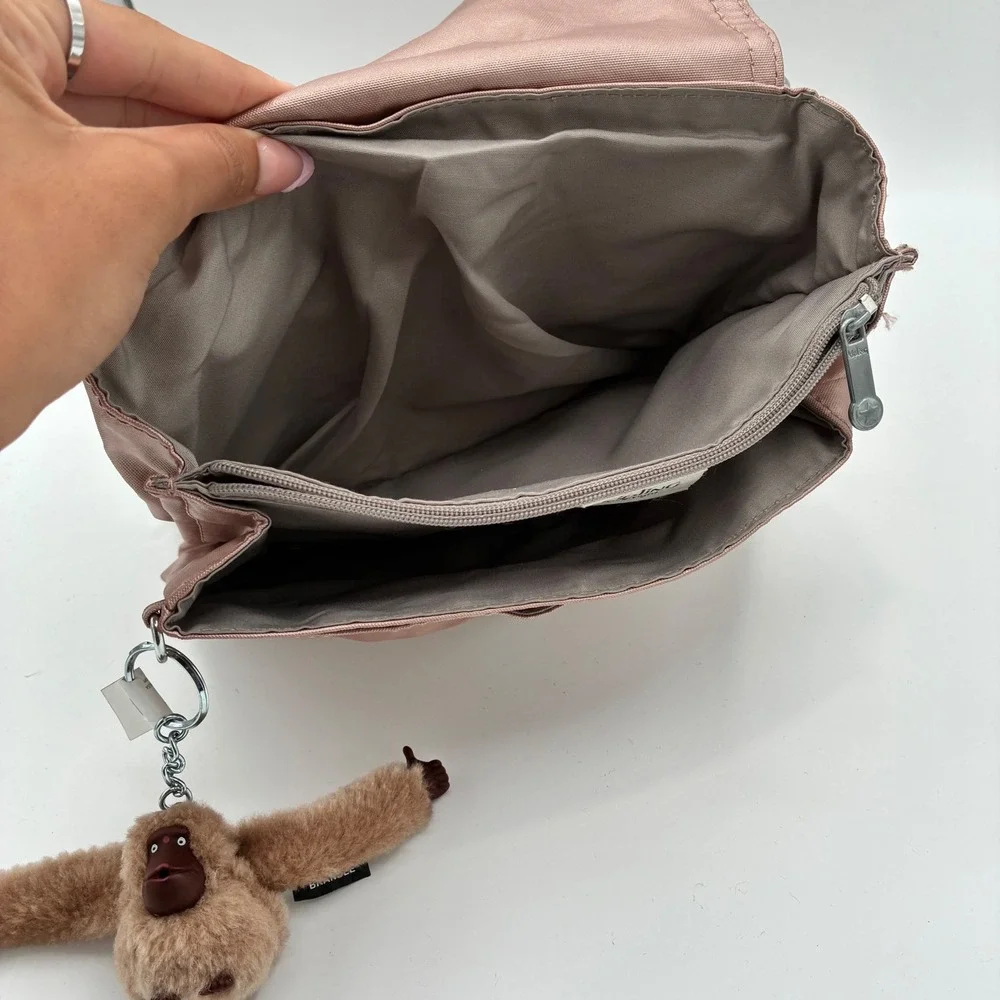 Kipling KI0954 Alexis Crossbody Bag Metallic Rose Gold Shoulder Bag Monkey Charm